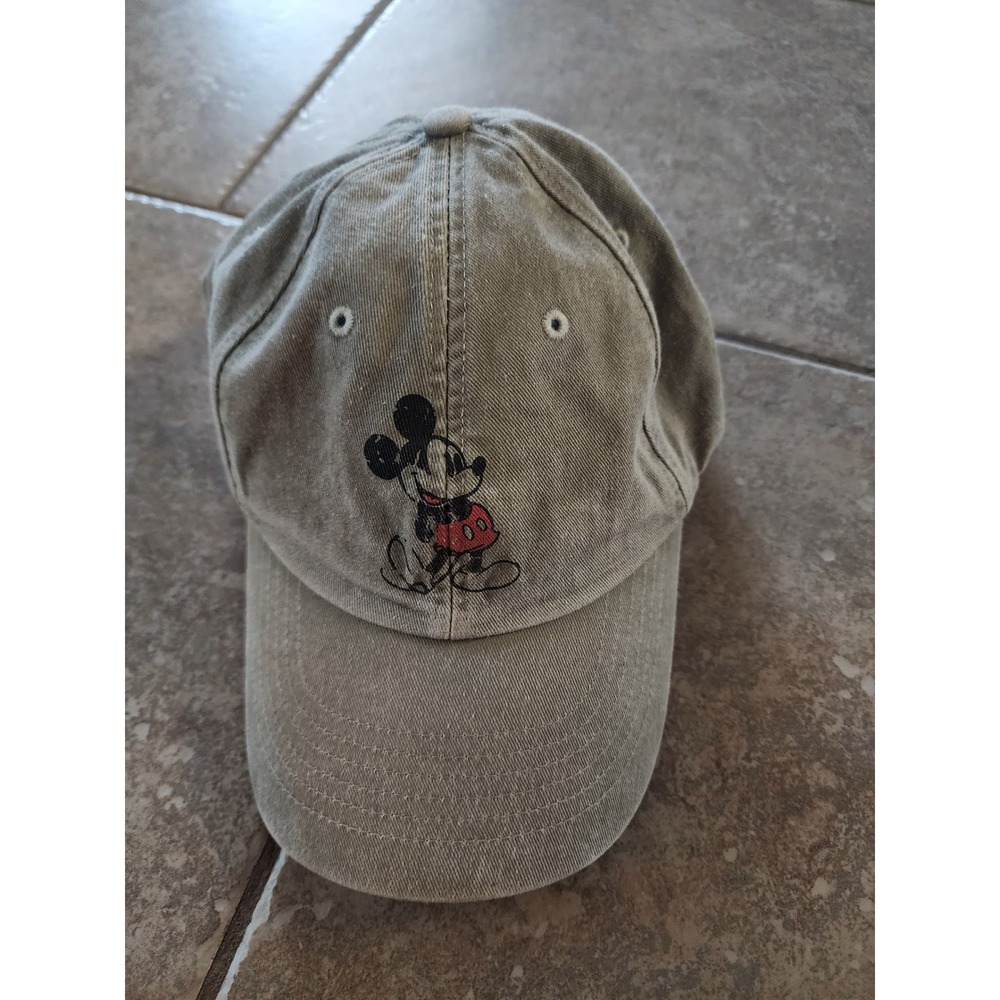 Disney Mickey Mouse Hat Disneyland Resort Olive Green Khaki Cotton Dad Cap Adult